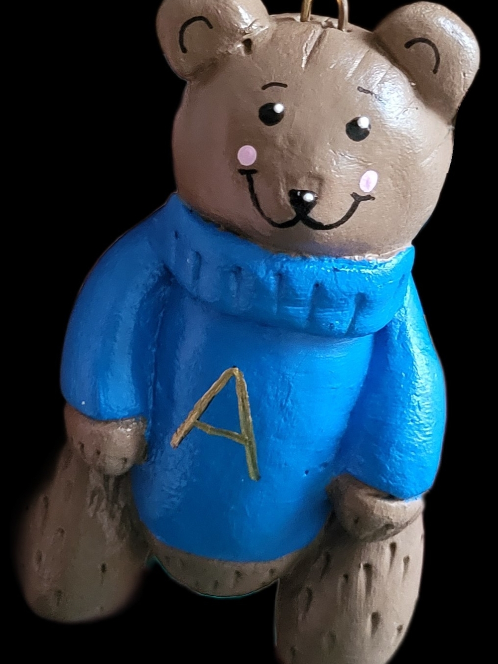 Hand-crafted Brown Bear Ornament with Sweater